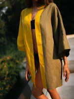 Umi Yukata  Two-Tone Mustard & Khaki - Image 3